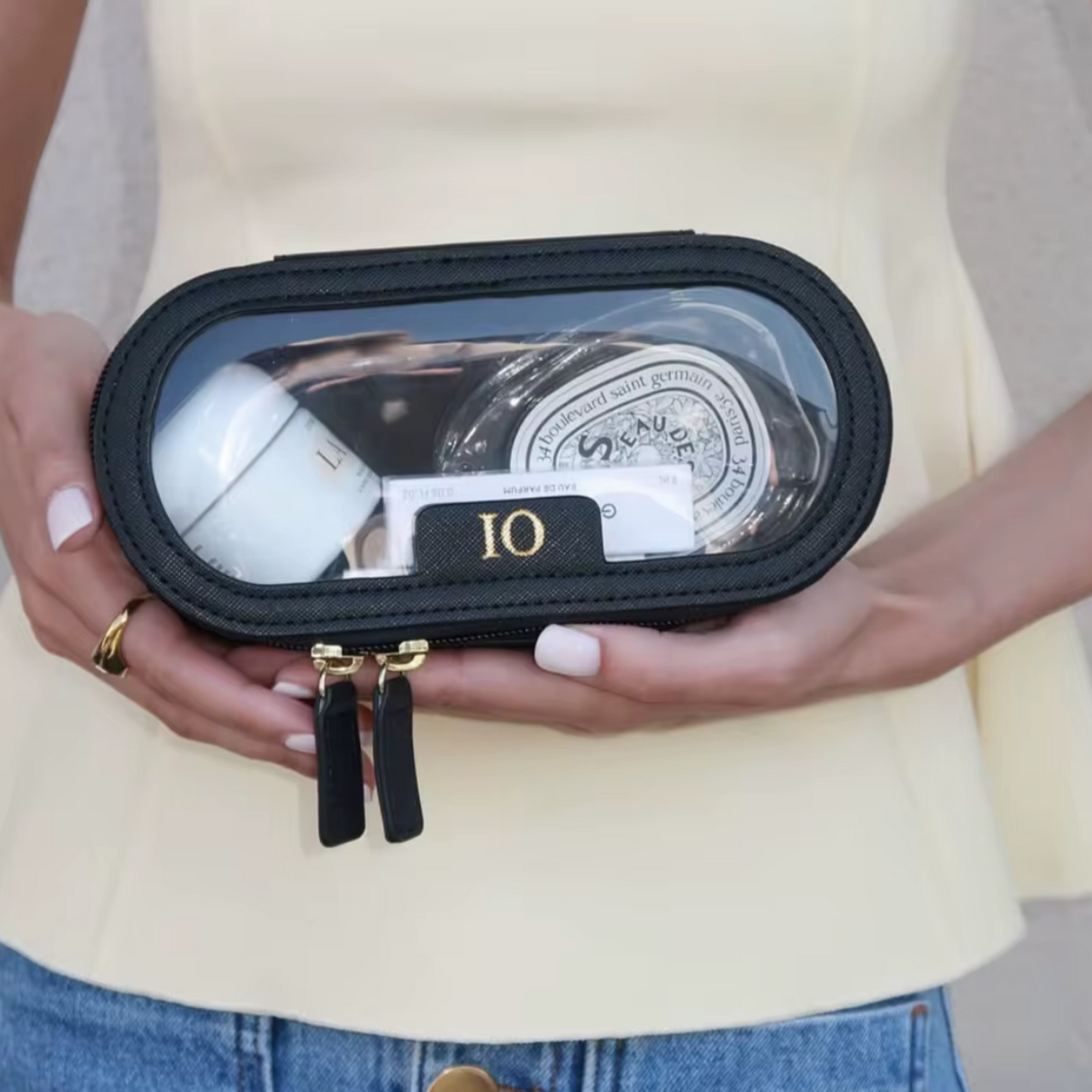 Personalised Saffiano Leather Oval Clear Case