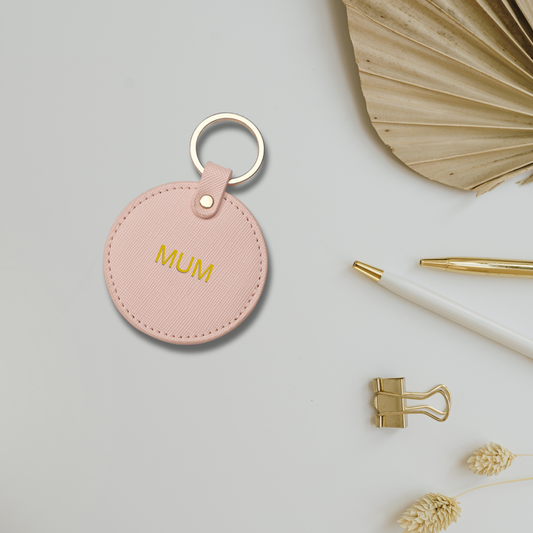 Personalised Leather Keyring Tag Round