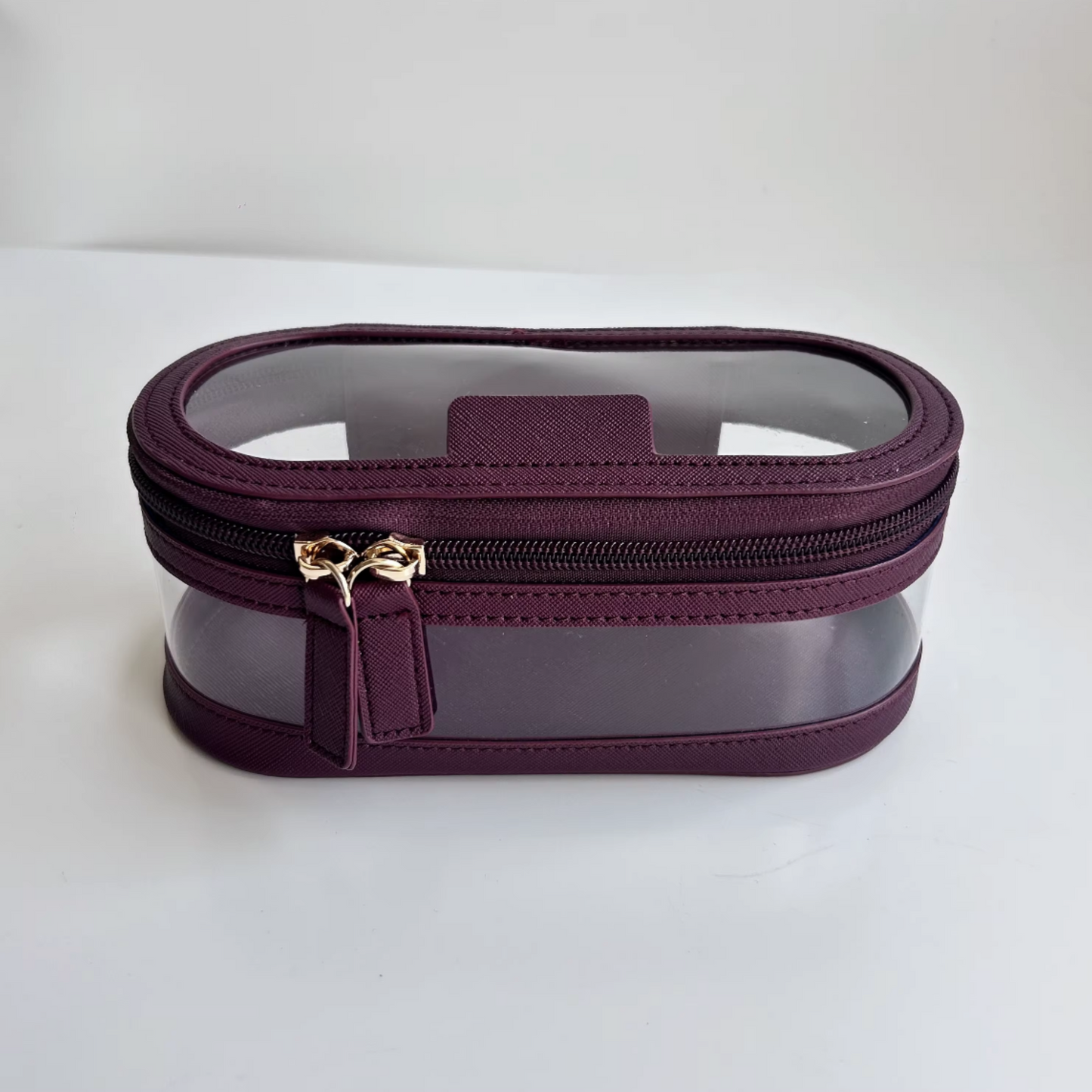 Personalised Saffiano Leather Oval Clear Case