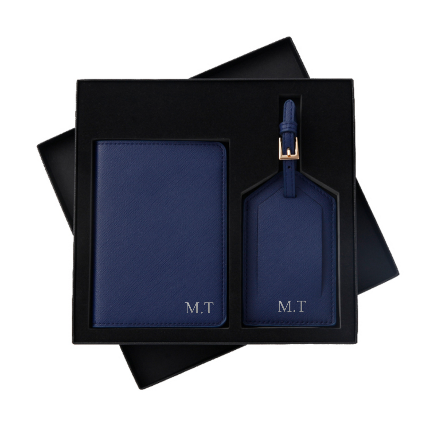 Personalised Leather Passport Holder and Luggage Tag Set