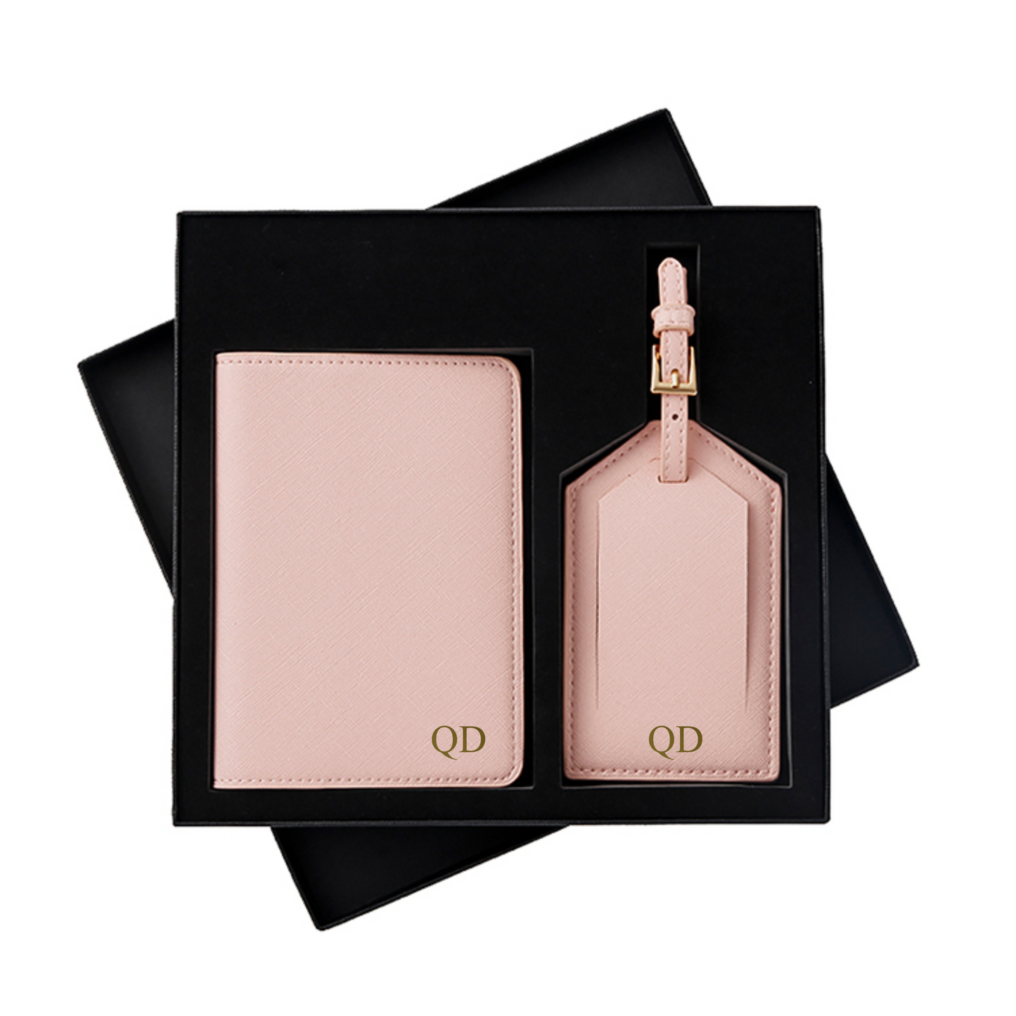 Personalised Leather Passport Holder and Luggage Tag Set