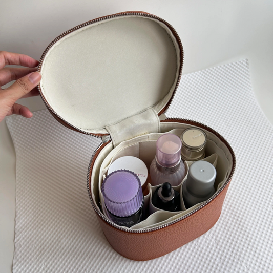 Leather Round Beauty Case
