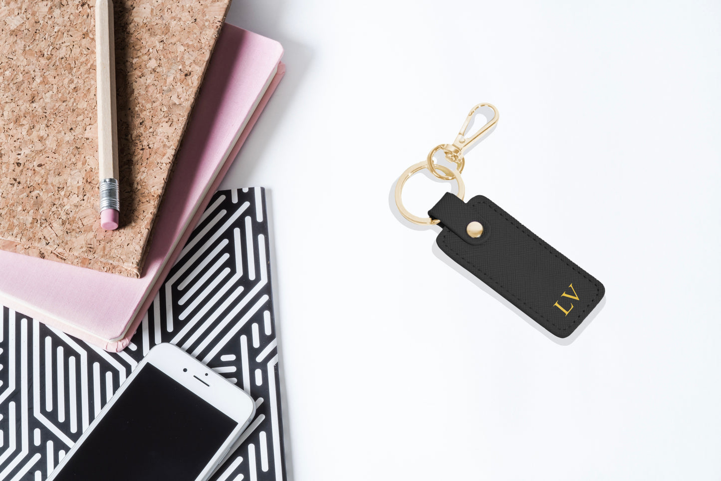 Personalised Saffiano Leather Keyring Tag