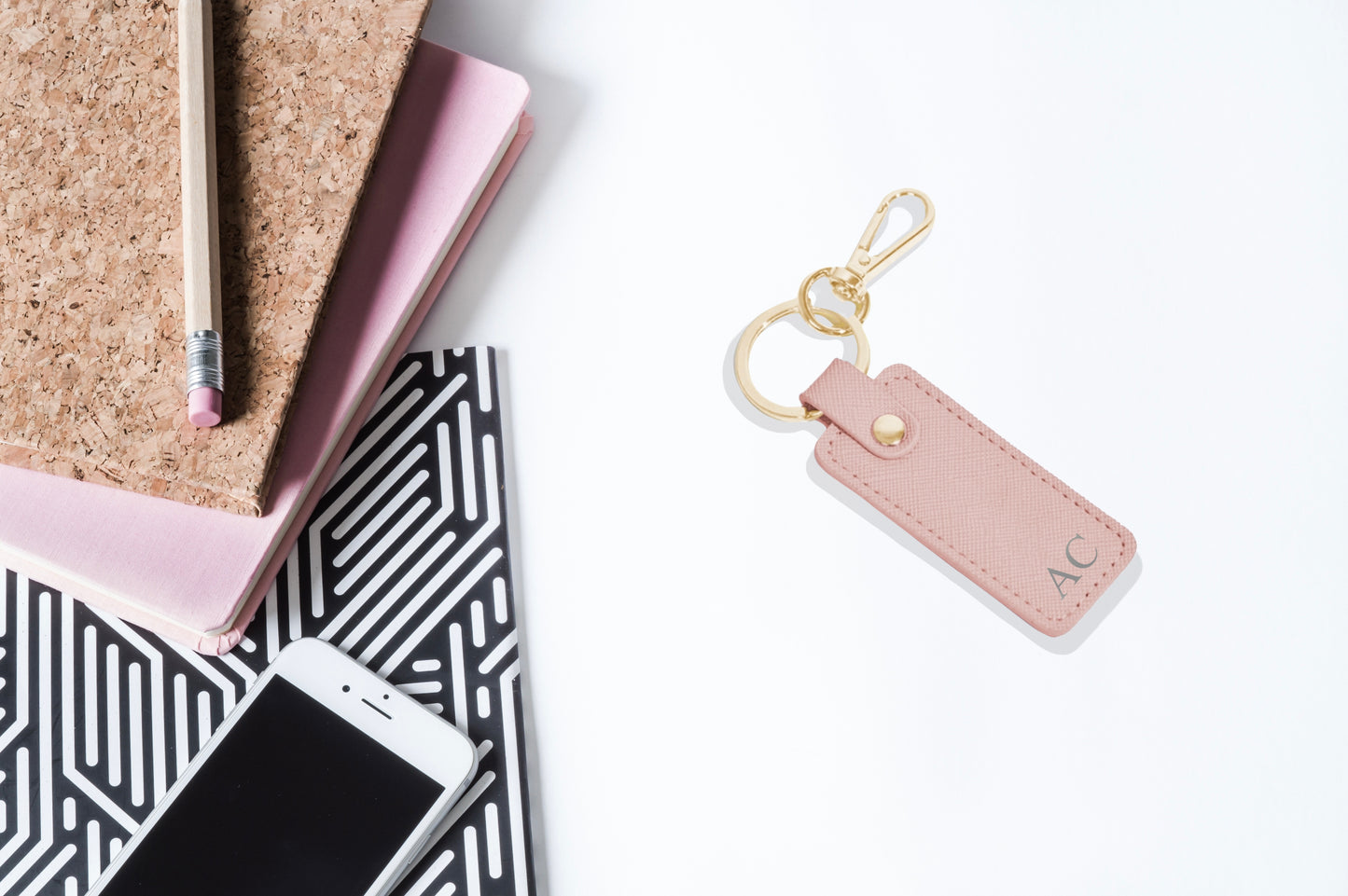 Personalised Saffiano Leather Keyring Tag