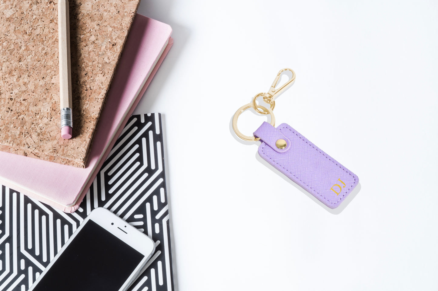Personalised Saffiano Leather Keyring Tag