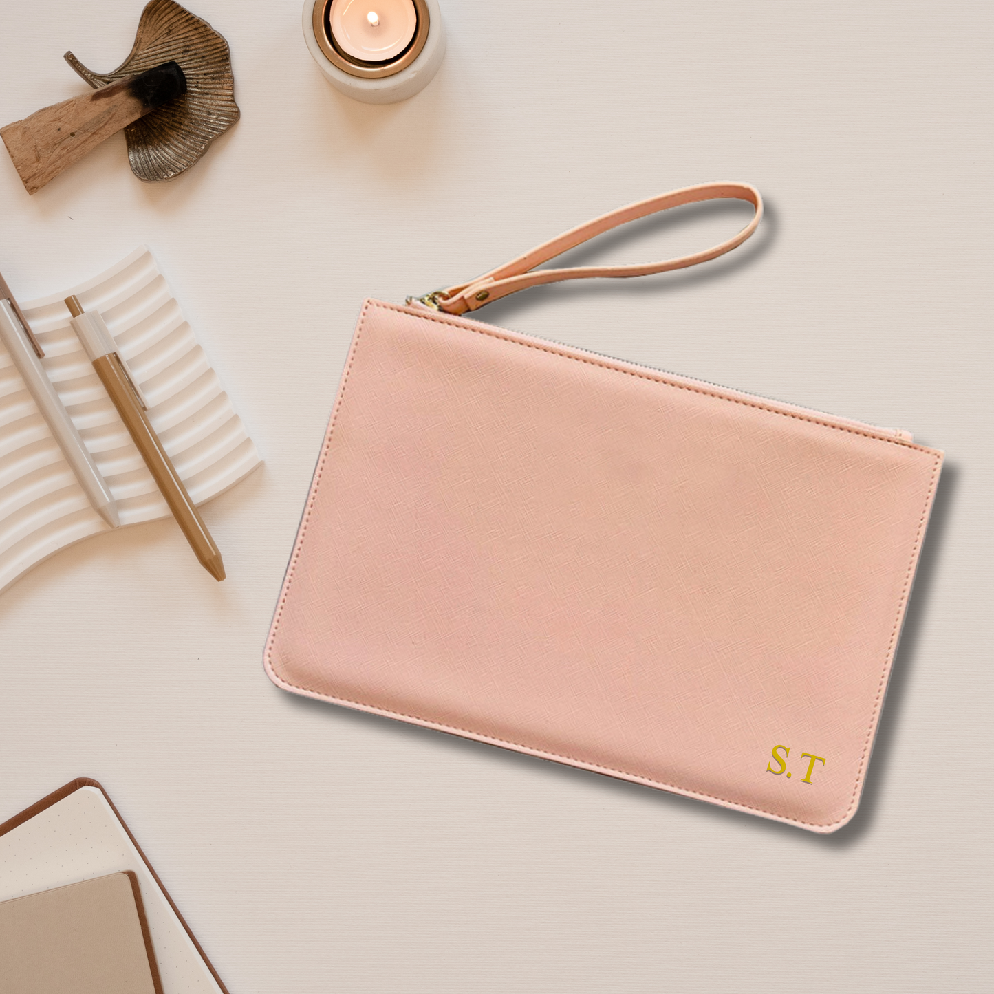 Personalised Leather Clutch Bag
