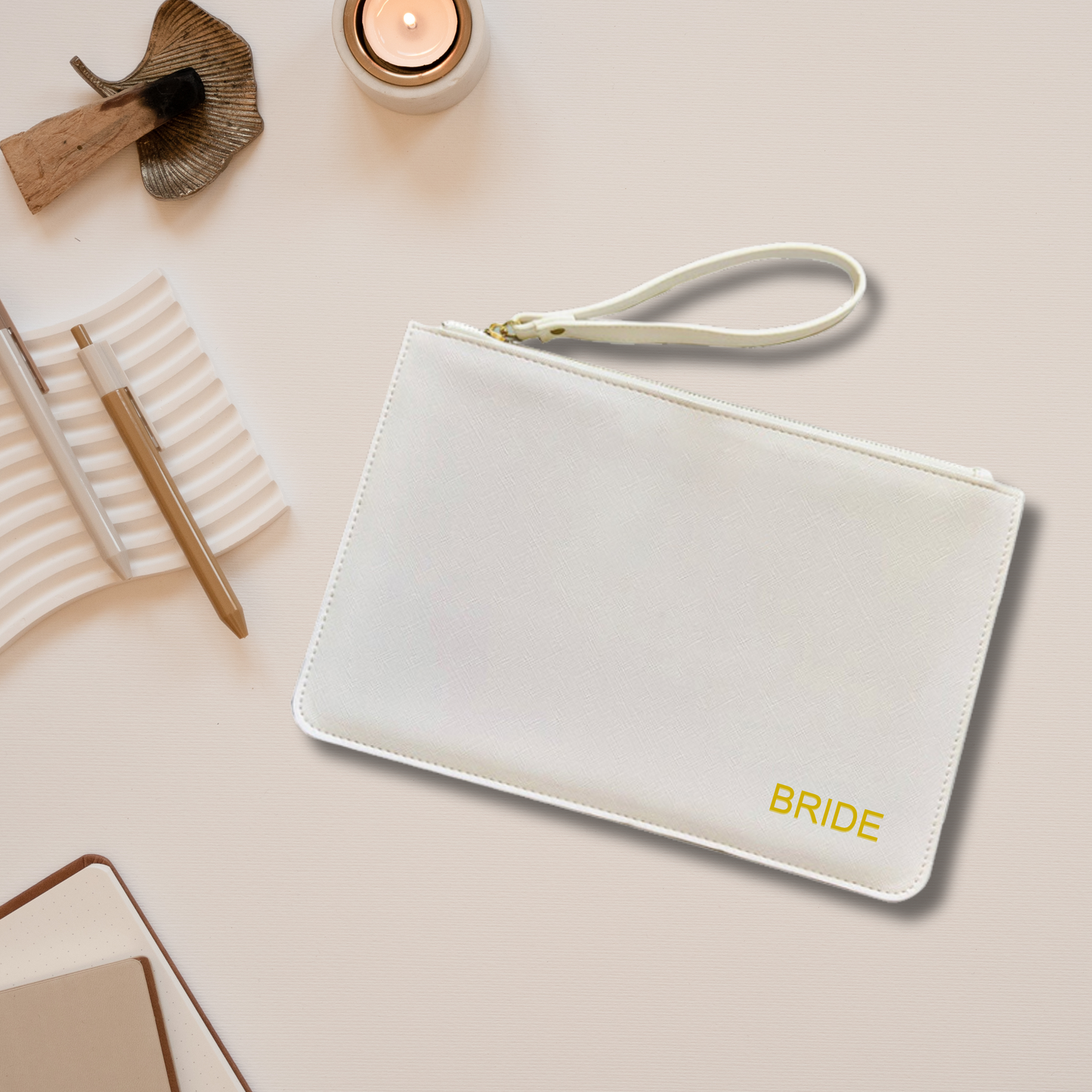 Personalised Leather Clutch Bag