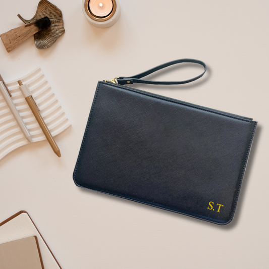 Personalised Leather Clutch Bag