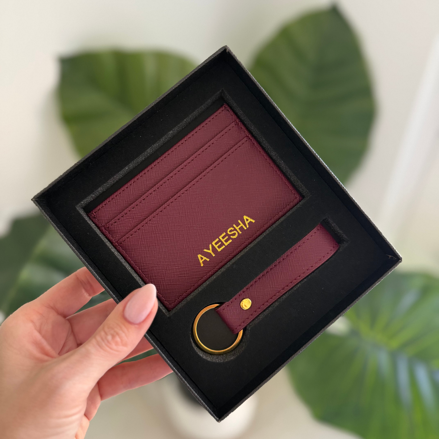 Personalised Unisex Card Wallet and Keyring Gift Set