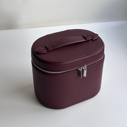 Leather Round Beauty Case