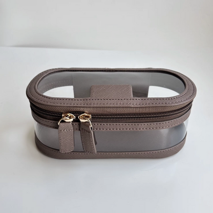 Personalised Leather Oval Clear Case