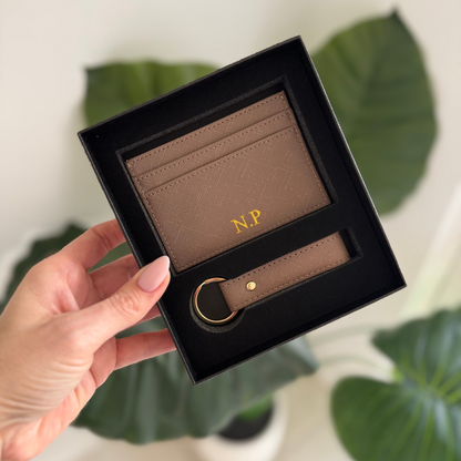 Personalised Unisex Card Wallet and Keyring Gift Set