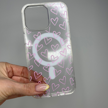 Pink Love Heart MagSafe Phone Cases
