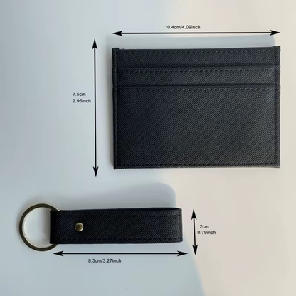 Personalised Unisex Card Wallet and Keyring Gift Set